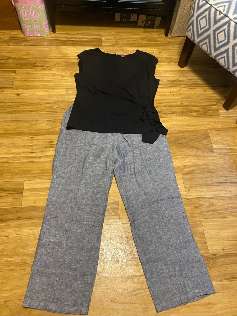 Bundle JM Collection 14P linen slacks w Vince Camuto size L blouse - Picture 7 of 7
